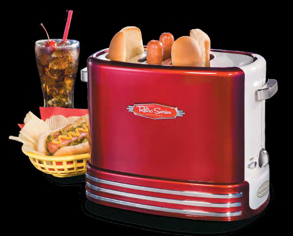 cooks up to eight regular-sized hot dogs, or four