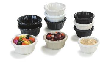 0864 43943 Japanese Style Ramekin Made of sturdy, break-resistant melamine 2 oz ramekins are styled with an Asian flare Heavy-weight design has the look and feel of ceramic or glass Ramekins are