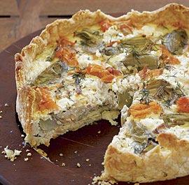 Smoked Salmon, Goat Cheese, and Artichoke Quiche The high-sided, free-form crust makes this spring quiche an especially elegant addition to brunch.