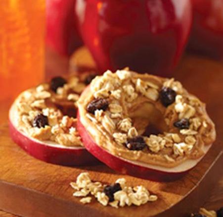 FEATURED RECIPE: Peanut Butter Apple Rings Yield: 12 Servings (3 slices per serving) INGREDIENTS 2 cups Jif Creamy Peanut Butter Spread ½ cup honey 1 1/2 tablespoons ground cinnamon 6 large red
