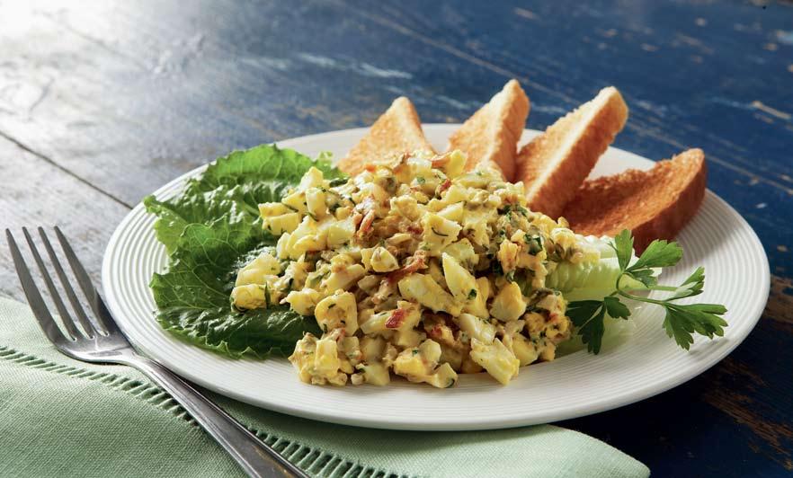 Extravagant Egg Salad Extravagant Egg Salad Yield: 4 SERVINGS Papetti s Table Ready Hard Cooked Eggs #8508 Italian parsley, finely chopped capers, dried, finely chopped shallot, peeled, finely
