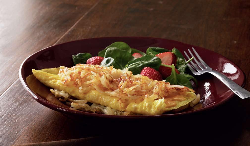 Hash Brown Wrapped Omelet Hash Brown Wrapped Omelet Yield: SERVING Northern Star Shredded Hash Brown Potatoes #500 Papetti s Easy Eggs Liquid Whole Eggs #9200 butter American cheese 8 oz.