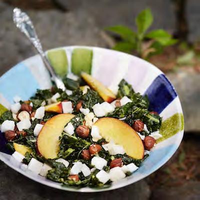Day 1 Lunch Summery Kale Salad Yield: 2 servings From Best Green Eats Ever photo credit: Patryce Bąk 1 bunch of lacinato kale, stems removed and chopped into small, bite sized pieces juice of 1/2