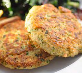 Day 1 Dinner Quinoa-Salmon Burgers Yield: 6 patties From Nourishing Meals 3 to 4 green onions, ends trimmed 1 large handful fresh cilantro (or other herb such as parsley or dill) 1 to 2 teaspoons