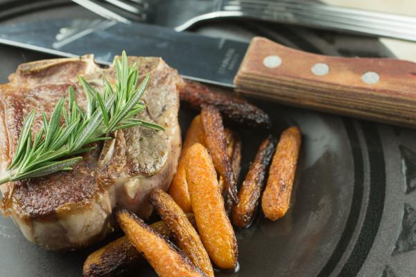Rosemary Lamb Loin Chops with Roasted Carrots Total Time: 30 minutes Cook Time: 30 minutes Calories 446 Carbohydrate 9.3g Protein 48.5g Fat 23.