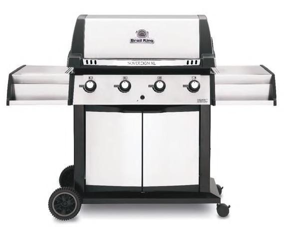 6 cm locking casters Broil King Premium Cover 68491 (Sold Separately) SOVEREIGN 90 Equipped with the standard features plus: 44,000 BTU main burner output 10,000 BTU commercial-grade side burner