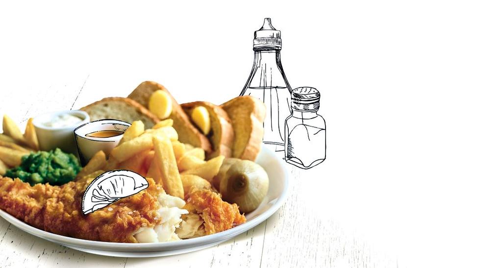 OUR ULTIMATE FISH & CHIPS FAMOUS SINCE THE 1860 S IT S ONE OF BRITAIN S FAVOURITE DISHES AND WE ARE PROUD OF OUR FISH & CHIPS AS WE USE ONLY THE FINEST QUALITY HAND-BATTERED COD FILLETS OUR ULTIMATE