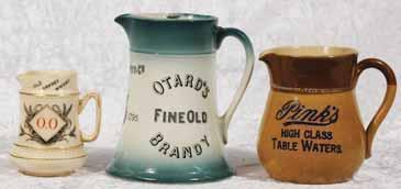 75ins tall, cream jug, with words, McCALLUM S PERFECTION SCOTS WHISKY, with picture of Chieftain to sides, Royal Doulton pm, nibble to spout, Very R$50 (75-90) 186. McCALLUM S 5.