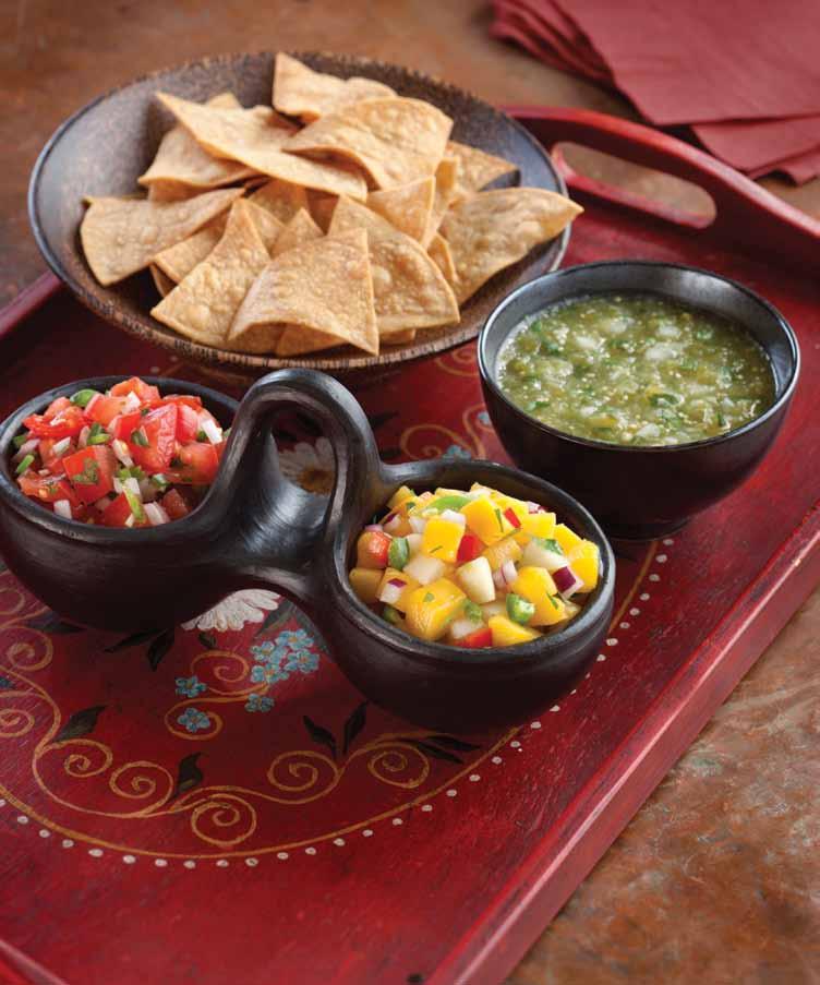 Sides & Snacks Nutrition information per serving: Pico de Gallo: Pear Mango Salsa: Tomatillo Salsa: Calories 35 Carbohydrate 8 g Dietary Fiber 2 g Protein 1 g Total Fat Saturated Fat Trans Fat