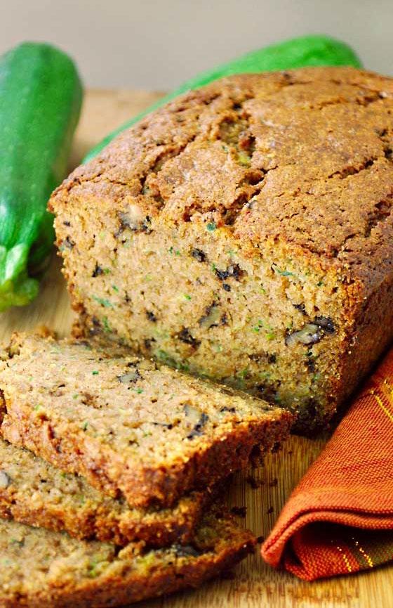 Zucchini Bread Instead of butter, this zucchini bread uses heart-healthy olive oil, essential to the Mediterranean diet. The bread is also packed with toasted walnuts and good-for-you zucchini.