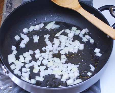 7 4 Sauté the chopped onion until tender and translucent, 6 to 8