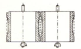 Relation between diameter of rolls and capacity of huller: W1 - W2 = 19 mm; Dl = 254 mm; W1 = 25.
