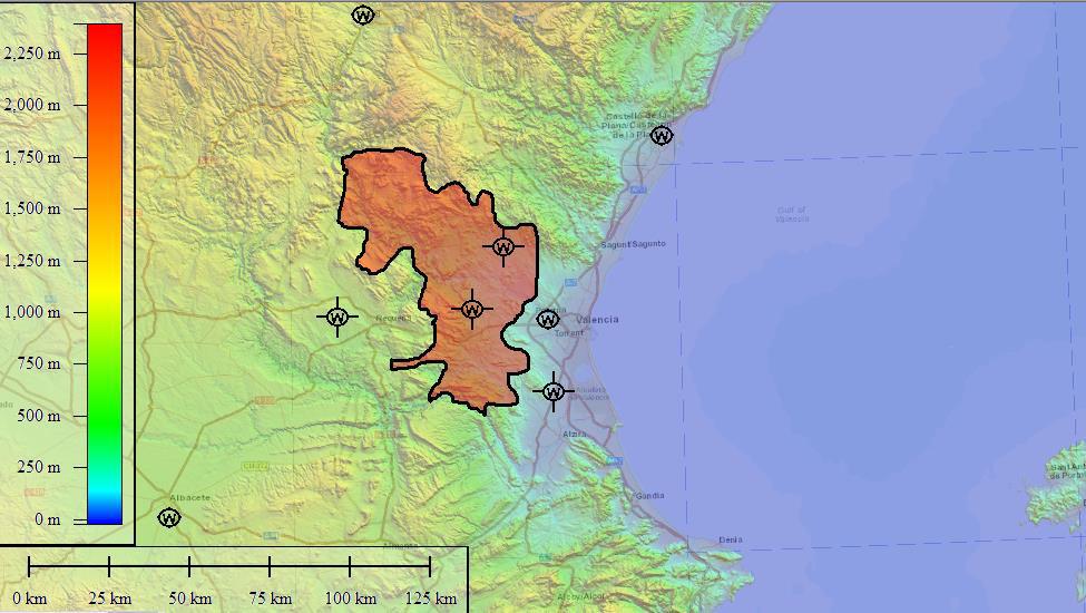Teruel Location of weather stations on study site Valencia DO, Spain with available data Castellon Llíria Study site