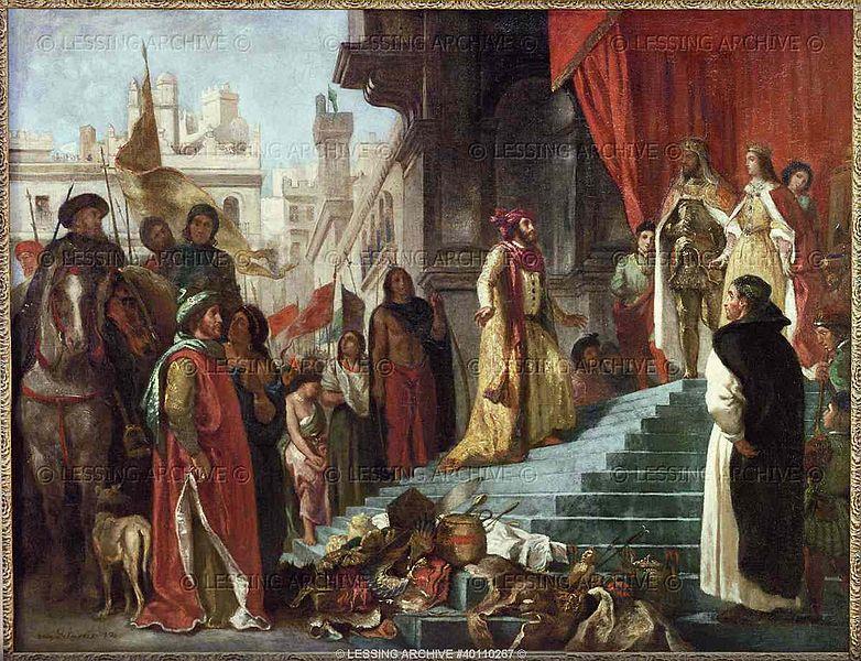 Columbus presents Queen Isabella and King Ferdinan with An Age of Discovery gifts from the New World A.
