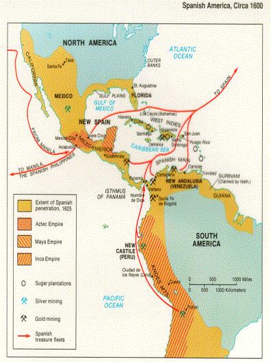 In contrast to the Portuguese who were more concerned with trade, the Spanish established large territorial empires.