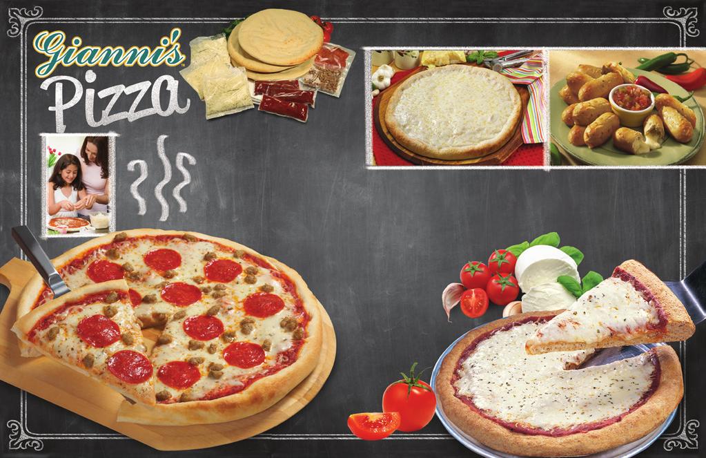 12 TRADITIONAL PIZZA KIT Paquete de pizza tradicional 12 Traditional Pizza Crusts, Sauce, 100% real whole milk mozzarella and provolone cheese with our special blend of spices to give the pizza a