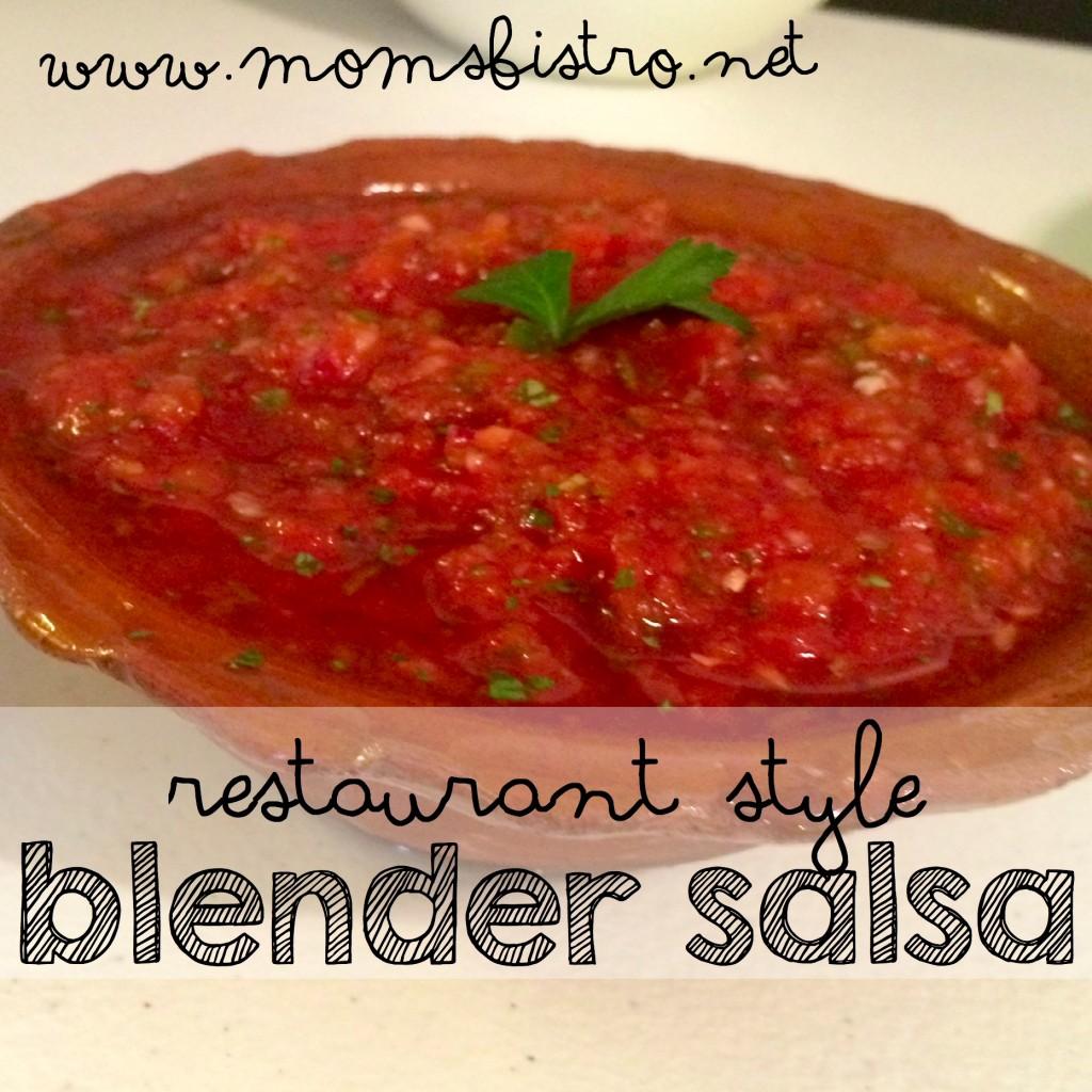 Restaurant Style Blender Salsa 1, 28oz can diced tomatoes (with green chilies if you like it spicier) 1/2 red onion, cut into large chunks 1/2 jalapeño, seeded and cut into large chunks (use the