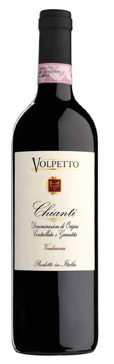 VOLPETTO DOCG Chianti L 0.75 ALCOHOL CONTENT 12,5 % VARIETY A blend of mainly Sangiovese, with a small percentage of Cannaiolo. PRODUCTION The grapes are destemmed and gently crushed.