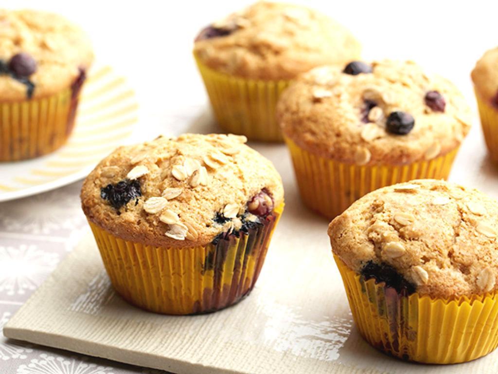 Directions: 1. Preheat your oven to 400 degrees F 2. Line a 12 -cup muffin pan with paper liners. 3. Grind the oats in a blender. 4. Once that's done, whisk the oats, flour, baking powder and soda, salt, and 1/4 cup sugar together in a bowl.