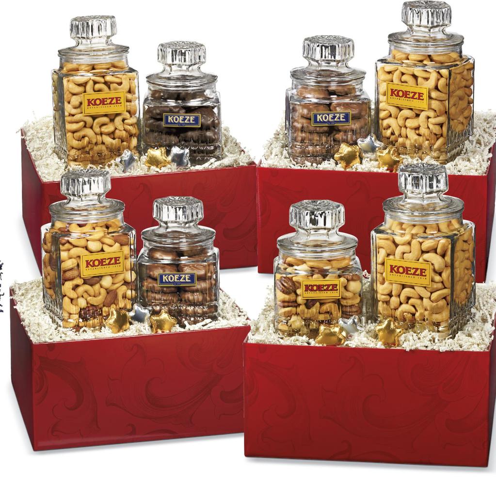DARK CHOCOLATE EXECUTIVE BOX You have asked for more dark chocolate. We have delivered with a 30 oz. decanter of our golden Colossal Cashews or tempting Mixed Nuts with Macs with a 19.5 oz.