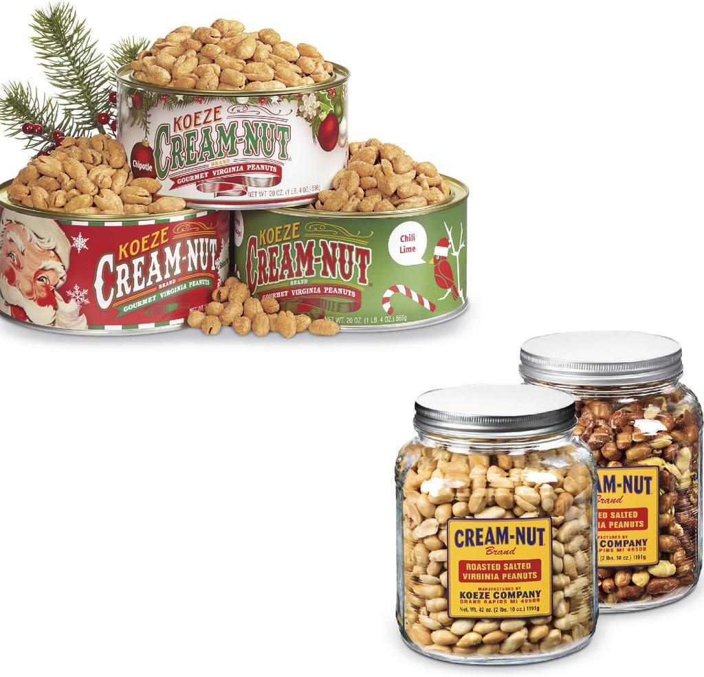 CREAM-NUT BRAND SEASONED VIRGINIA PEANUTS New for our catalog this year is an amazing selection of spiced gourmet Virginia peanuts.