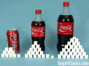 TIPS FOR SWEET DISPLAYS Displays that show the amount of sugar in common drinks are really effective.