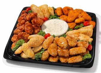 Dipping sauce flavours: BBQ, Ranch, Sweet Chili, Honey Garlic or Buffalo CHICKEN BITS & BITES 14" - Serves 20