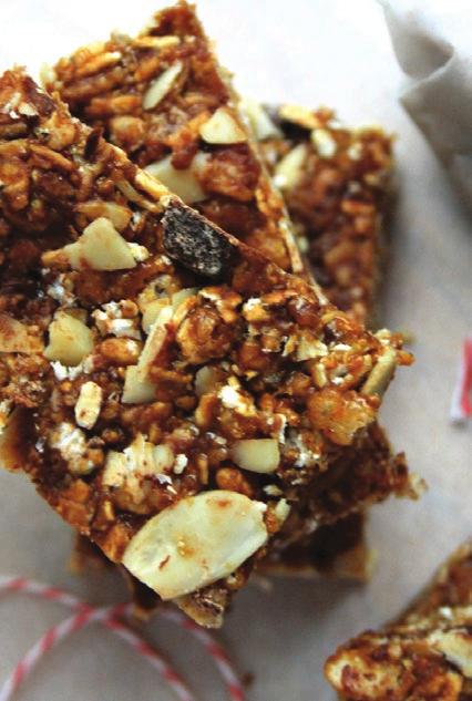 Vanessa s Crispy Almond Butter Granola Bars 2 cups rolled oats (not instant) 2 cups Rice Krispies cereal ¼ cup ground flax seed ½ cup Crosby s Fancy Molasses ½ cup brown sugar ½ cup almond butter ½