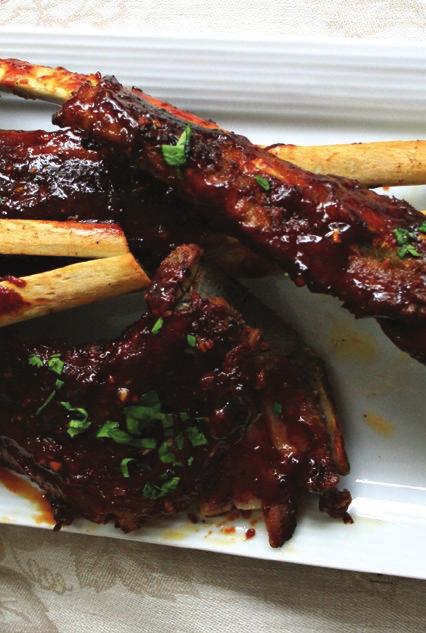 Spice Rubbed Ribs with Molasses Slather 2 racks of back ribs (4-5 pounds) 1 beer (or 1 cup broth or stock) Spice Rub: 1 Tbsp onion powder 2 tsp garlic powder 2 tsp paprika ½ tsp smoked paprika ¼ tsp