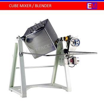 Cube Mixer / Blender PRODUCT TYPE MAX LOAD DENSE POWDER / GRANULE 10-500KG Cube mixer is a tumbling mixer, suitable for gentle blending of dense powder and granules.