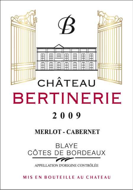 CHATEAU BERTINERIE Just right at the top! MERLOT - CABERNET Vineyard : 60% Merlot, 30% Cabernet Sauvignon, 10% Cabernet Franc. Average yield : 49 hl/ha.