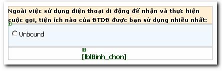 Add("2", "Chụp hình") Ds_Binh_chon.Add("3", "Nghe Radio") Ds_Binh_chon.Add("4", "Nghe nhạc MP3") Ds_Binh_chon.