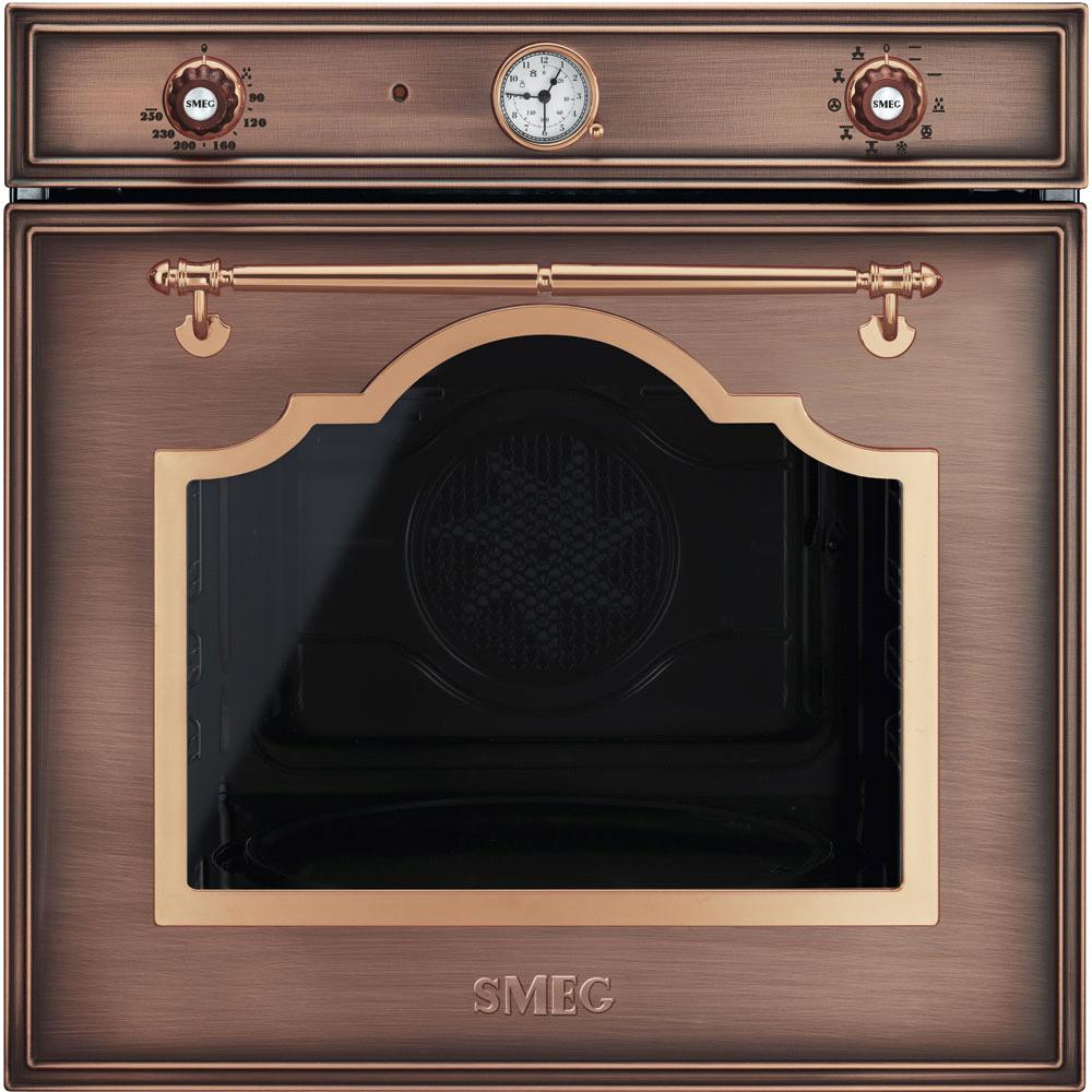 SF750RA ELECTRIC THERMOVENTILATED OVEN, 60 CM, CORTINA, COPPER, COPPER FINISHING, ENERGY RATING: A EAN13: 8017709166434 FUNCTIONS: Gross capacity: 79 lt Net volume of the cavity: 70 l Analogic clock