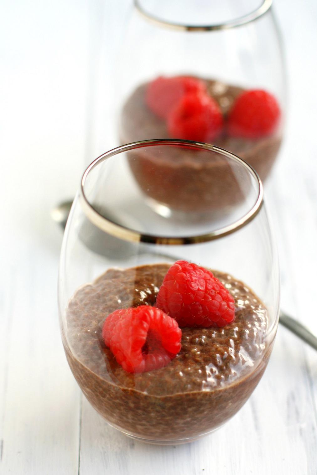 Chocolate Chia Seed Pudding 4 Tablespoons chia seeds 2 Tablespoons unsweetened cocoa powder 2 Tablespoons maple syrup ½ teaspoon vanilla extract 1 cup non-dairy milk (coconut milk works well) Pinch