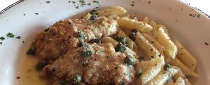 95 Sausage Parmigiana Grilled sausage topped with marinara and mozzarella cheese in our homemade Italian bread Chicken Piccata Lightly battered in a lemon-butter with capers Sausage Peppers