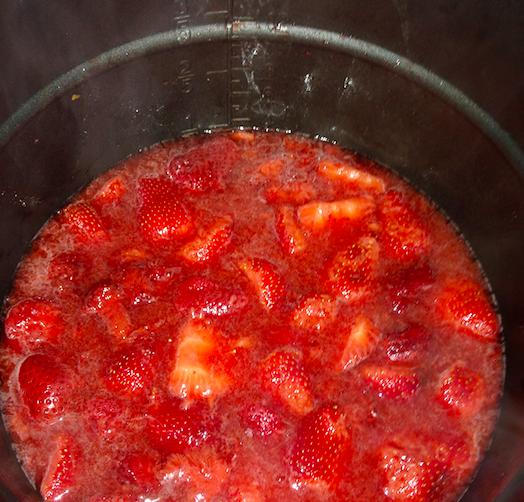 STRAWBERRY JAM 1 lb. strawberries 1/8 cup sugar 1 orange 1.Start by prepping the strawberries. Rinse them thoroughly, then remove the greens with a paring knife. 2.