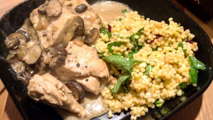 Mustard Mascarpone Marsala Chicken 1 1/2 pounds boneless skinless chicken breasts, each breast cut crosswise into 3 pieces Salt and freshly ground black pepper 2 tablespoons olive oil 5 tablespoons