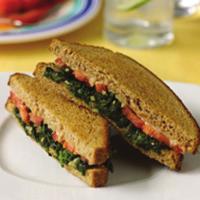 Red, White and Green Grilled Cheese Serves 4 1. 1 teaspoon Garlic, minced (about ½ clove) 2. 1 small Onion, minced (about ½ cup) 3. 2 cups frozen cut Spinach, thawed and drained 4.