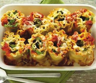 Cheesy Lasagna Rolls with Spinach and Ricotta Serves 6 1. Salt 2. ½ pound (8 to 10) uncooked lasagna noodles 3. Nonstick cooking spray 4. 1 cup ricotta cheese 5. 1 ½ cups prepared marinara 6.