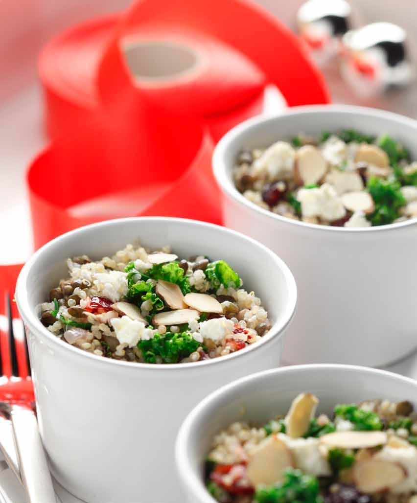 Browned Butter Kale and Lentils with Quinoa ½ cup (125 ml) green or French green lentils 1 cup (250 ml) quinoa, rinsed well in a fine sieve 1 /3 cup (85 ml) dried cranberries ¼ cup (60 ml) butter ¼