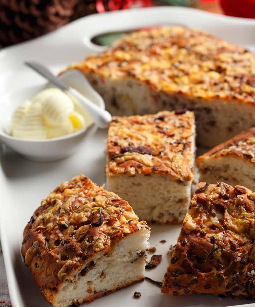 Onion and Bacon Focaccia Lentil Bread 2 tsp (10 ml) quick rise yeast 2 Tbsp (30 ml) granulated sugar 1 cup (250 ml) warm water (reserve 2 Tbsp to blend with salt) 3½ cups (875 ml) all-purpose flour ¼
