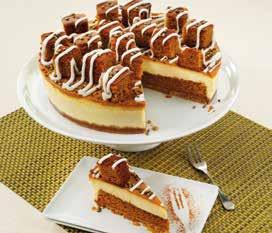 Smothered in a caramel sauce, gingerbread cubes, drizzled with white icing and a scattering of golden chocolate nuggets. 020511 Irish Cream Cheesecake Sidoli 14ptn x 1 1.53 21.