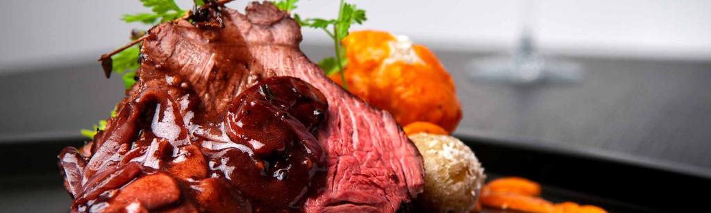 Lunch or dinner buffet ROAST BEEF CARVER Chef-carved roast beef with rich beef jus and horseradish Roasted potatoes, fresh steamed vegetables Mixed greens salad with assorted dressings Freshly baked