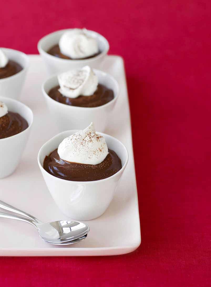 bittersweet chocolate pudding Makes 6 servings Prep 5 minutes Cook 12 minutes Chill 2 hours ¾ cup sugar ¼ cup cornstarch 2 tablespoons unsweetened cocoa powder (plus more for dusting) Pinch of ground