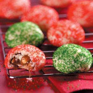 Colorful Candy bar Cookies Recipe No one will guess these sweet treats with the candy bar center start with store-bought dough.