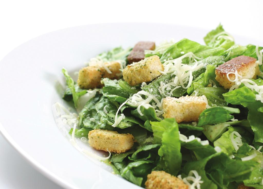 $40 CAESAR SALAD Traditional Caesar salad with chopped romaine lettuce, garlic croutons, and shaved Parmesan cheese. A creamy Caesar dressing is served on the side.