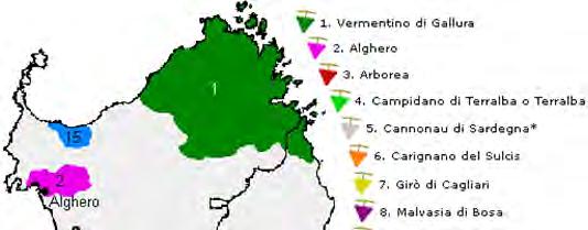 SARDINIA wine zone map