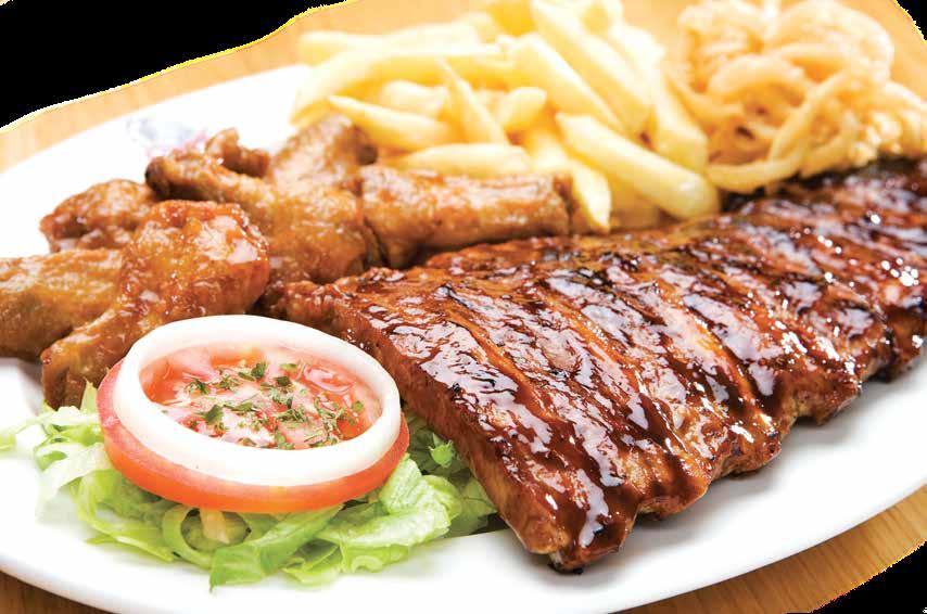 RIBS & STEAK 525 A delicious prime beef steak (150g), served with tender Spur pork spare ribs (200g). CALAMARI SURF & TURF 589 Where beef and reef meet!