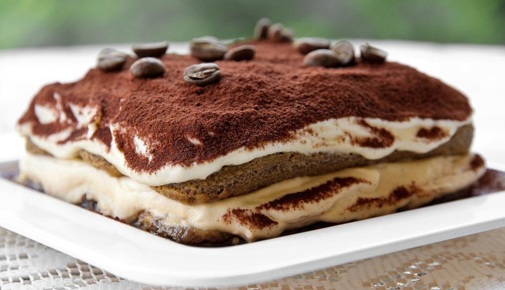 EAT MORE, BURN MORE TIRAMISU Active time: 25 minutes Cook time: N/A Yield: 16 servings SERVING INFO: 610 CALORIES, 48G FAT, 35G CARBOHYDRATES, 13G PROTEIN, 1G FIBER, 2G SUGAR 2 cups boiling-hot water