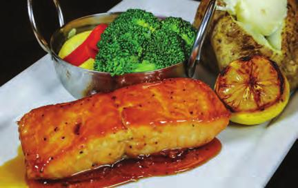 JIM BEAM BOURBON GLAZED WILD SALMON Fresh Atlantic salmon cut daily and grilled to your